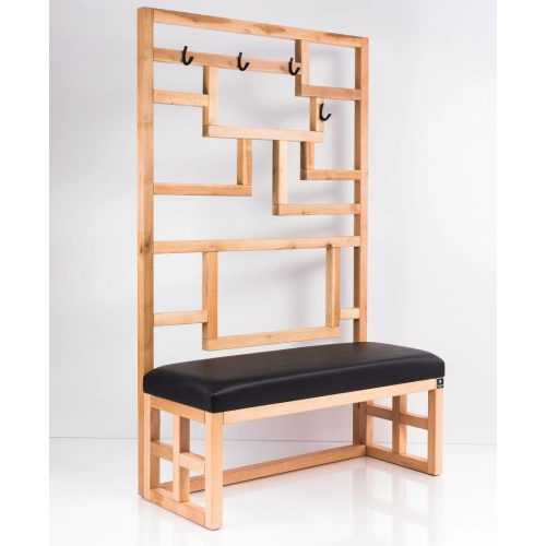 Ławka Szafka Pufa Tapicerowana Siedzisko Gładkie Ekoskóra Czarny Wieszak LGS-70 Rozmiary od 50 cm do 200 cm