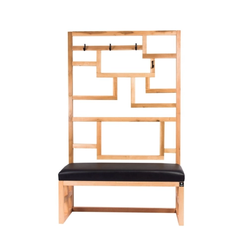 Ławka Szafka Pufa Tapicerowana Siedzisko Gładkie Ekoskóra Czarny Wieszak LGS-70 Rozmiary od 50 cm do 200 cm