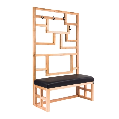 Ławka Szafka Pufa Tapicerowana Siedzisko Gładkie Ekoskóra Czarny Wieszak LGS-70 Rozmiary od 50 cm do 200 cm