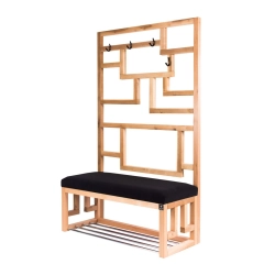 Ławka Szafka Pufa Tapicerowana Siedzisko Gładkie Czarny Wieszak LGS-74 Rozmiary od 50 cm do 200 cm