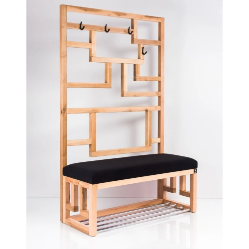 Ławka Szafka Pufa Tapicerowana Siedzisko Gładkie Czarny Wieszak LGS-74 Rozmiary od 50 cm do 200 cm