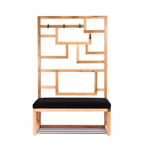 Ławka Szafka Pufa Tapicerowana Siedzisko Gładkie Czarny Wieszak LGS-74 Rozmiary od 50 cm do 200 cm