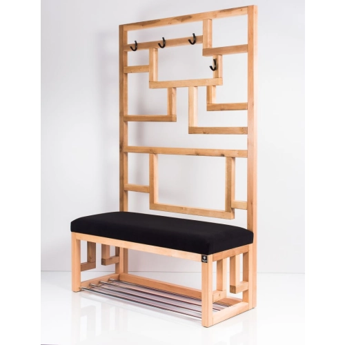 Ławka Szafka Pufa Tapicerowana Siedzisko Gładkie Czarny Wieszak LGS-74 Rozmiary od 50 cm do 200 cm