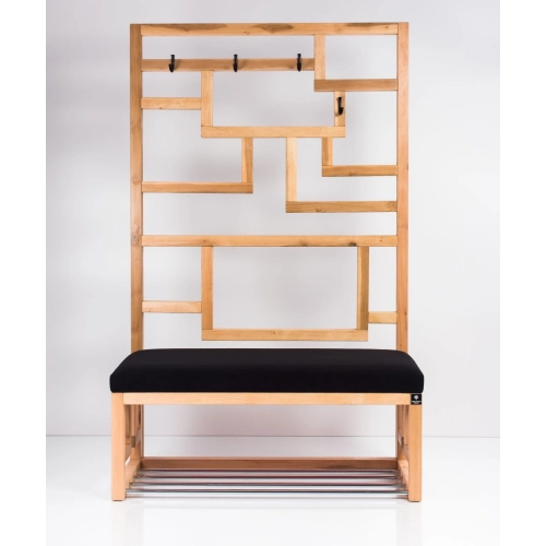 Ławka Szafka Pufa Tapicerowana Siedzisko Gładkie Czarny Wieszak LGS-74 Rozmiary od 50 cm do 200 cm