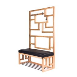 Ławka Szafka Pufa Tapicerowana Siedzisko Gładkie Ekoskóra Czarny Wieszak LGS-74 Rozmiary od 50 cm do 200 cm