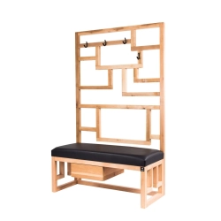 Ławka Szafka Pufa Tapicerowana Siedzisko Gładkie Ekoskóra Czarny Wieszak LGS-75 Rozmiary od 50 cm do 200 cm