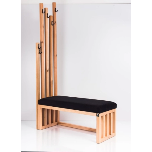 Ławka Szafka Pufa Tapicerowana Siedzisko Gładkie Czarny Wieszak LGS-76 Rozmiary od 50 cm do 200 cm