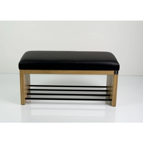 Ławka Szafka Dąb Pufa Tapicerowana Siedzisko Gładkie Ekoskóra Czarny LGS-8 Rozmiary od 50 cm do 200 cm