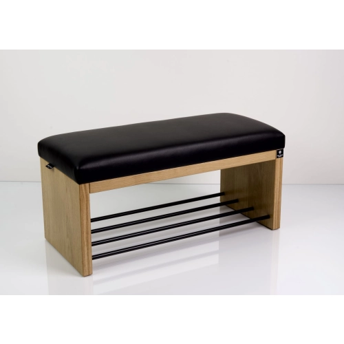 Ławka Szafka Dąb Pufa Tapicerowana Siedzisko Gładkie Ekoskóra Czarny LGS-8 Rozmiary od 50 cm do 200 cm
