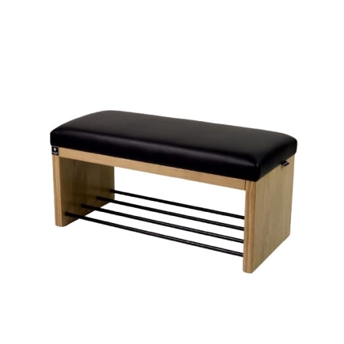 Ławka Szafka Dąb Pufa Tapicerowana Siedzisko Gładkie Ekoskóra Czarny LGS-8 Rozmiary od 50 cm do 200 cm