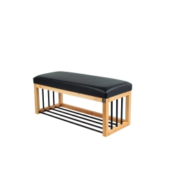 Ławka Pufa Tapicerowana Siedzisko Gładkie Ekoskóra Czarny LGS-86 Rozmiary od 50 cm do 200 cm