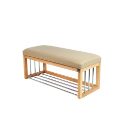 Ławka Pufa Tapicerowana Siedzisko Gładkie Ekoskóra Beż LGS-87 Rozmiary od 50 cm do 200 cm