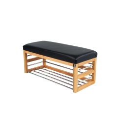 Ławka Pufa Tapicerowana Siedzisko Gładkie Ekoskóra Czarny LGS-89 Rozmiary od 50 cm do 200 cm