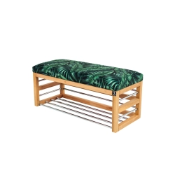 Ławka Pufa Tapicerowana Siedzisko Gładkie Liście Tropikalne LGS-89 Rozmiary od 50 cm do 200 cm