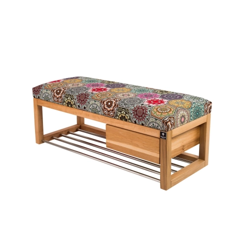 Ławka Szafka Pufa Tapicerowana Siedzisko Gładkie Hexagony Mandala LGS-9 Rozmiary od 50 cm do 200 cm