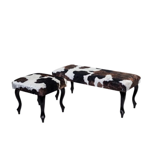 Komplet Ławeczka Tapicerowana LPG-1 i Taboret Pufa Krowa 01 LPG-0 Rozmiary