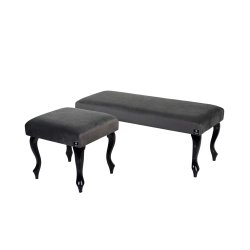 Komplet Ławeczka Tapicerowana LPG-1 i Taboret Pufa Szary LPG-0 Rozmiary