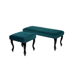 Komplet Ławeczka Tapicerowana LPG-1 i Taboret Pufa Turkus LPG-0 Rozmiary