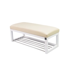 Ławka Pufa Tapicerowana Siedzisko Gładkie Ekoskóra Ecru LPG-4 Rozmiary od 50 cm do 200 cm