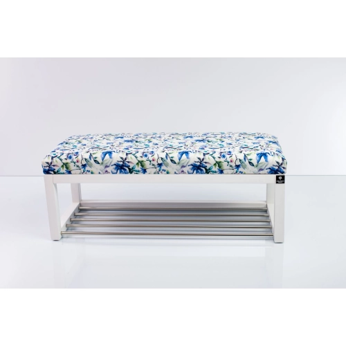 Ławeczka Pufa Tapicerowana Siedzisko Gładkie LPG-4 Kwiaty Malowane Rozmiary od 50 cm do 200 cm