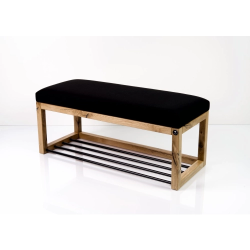 Ławeczka Pufa Tapicerowana Siedzisko Gładkie Czarny Dębowa Loft LPG-4 Rozmiary od 50 cm do 200 cm