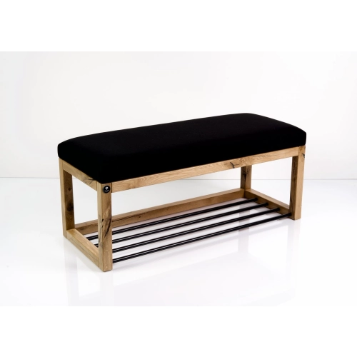 Ławeczka Pufa Tapicerowana Siedzisko Gładkie Czarny Dębowa Loft LPG-4 Rozmiary od 50 cm do 200 cm