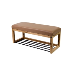 Ławeczka Pufa Tapicerowana Siedzisko Gładkie Ekoskóra Brązowa Dębowa Loft LPG-4 Rozmiary od 50 cm do 200 cm