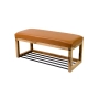 Ławeczka Pufa Tapicerowana Siedzisko Gładkie Ekoskóra Brązowa Dębowa Loft LPG-4 Rozmiary od 50 cm do 200 cm
