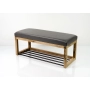 Ławeczka Pufa Tapicerowana Siedzisko Gładkie Ekoskóra Grafit Dębowa Loft LPG-4 Rozmiary od 50 cm do 200 cm