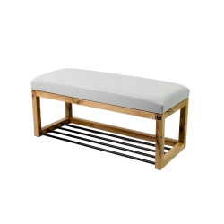 Ławeczka Pufa Tapicerowana Siedzisko Gładkie Ekoskóra Popiel Dębowa Loft LPG-4 Rozmiary od 50 cm do 200 cm