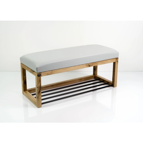 Ławeczka Pufa Tapicerowana Siedzisko Gładkie Ekoskóra Popiel Dębowa Loft LPG-4 Rozmiary od 50 cm do 200 cm