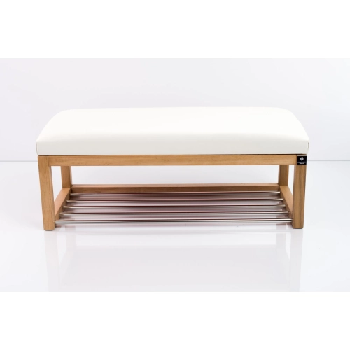 Ławka Pufa Tapicerowana Siedzisko Gładkie Ekoskóra Biały LPG-4 Rozmiary od 50 cm do 200 cm