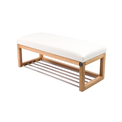 Ławka Pufa Tapicerowana Siedzisko Gładkie Ekoskóra Biały LPG-4 Rozmiary od 50 cm do 200 cm