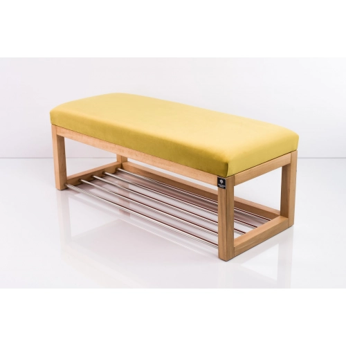 Ławka Pufa Tapicerowana Siedzisko Gładkie Żółcień Cytrynowa LPG-4 Rozmiary od 50 cm do 200 cm
