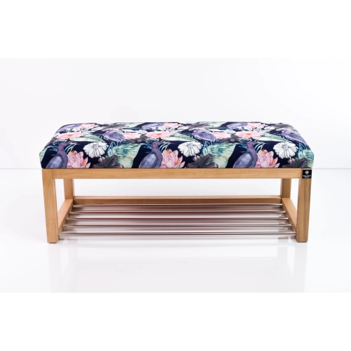Ławeczka Pufa Tapicerowana Siedzisko Gładkie Akwarela Kwiaty Ptaki LPG-4 Rozmiary od 50 cm do 200 cm