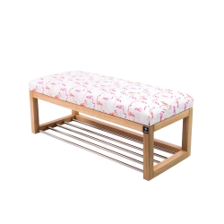 Ławeczka Pufa Tapicerowana Siedzisko Gładkie Flamingi na palmach LPG-4 Rozmiary od 50 cm do 200 cm