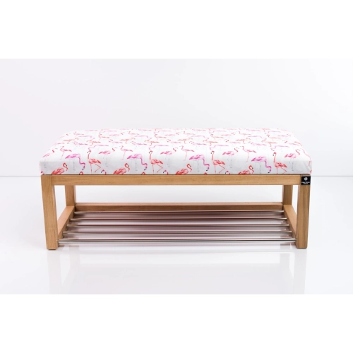 Ławeczka Pufa Tapicerowana Siedzisko Gładkie Flamingi na palmach LPG-4 Rozmiary od 50 cm do 200 cm