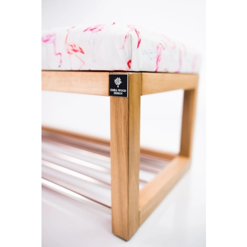 Ławeczka Pufa Tapicerowana Siedzisko Gładkie Flamingi na palmach LPG-4 Rozmiary od 50 cm do 200 cm