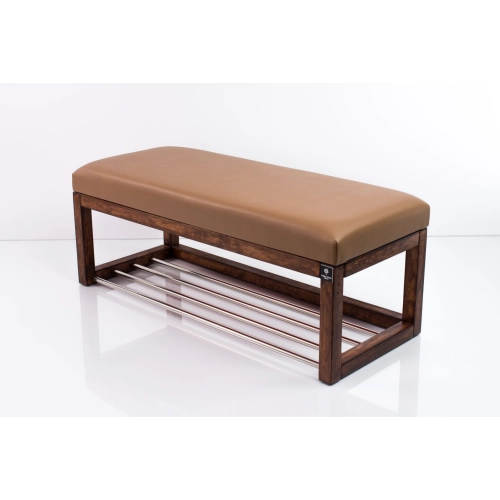 Ławka Pufa Tapicerowana Siedzisko Gładkie Ekoskóra Brązowa LPG-4 Rozmiary od 50 cm do 200 cm