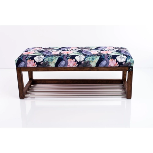 Ławeczka Pufa Tapicerowana Siedzisko Gładkie Akwarela Kwiaty Ptaki LPG-4 Rozmiary od 50 cm do 200 cm