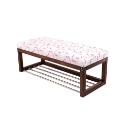 Ławeczka Pufa Tapicerowana Siedzisko Gładkie Flamingi na palmach LPG-4 Rozmiary od 50 cm do 200 cm