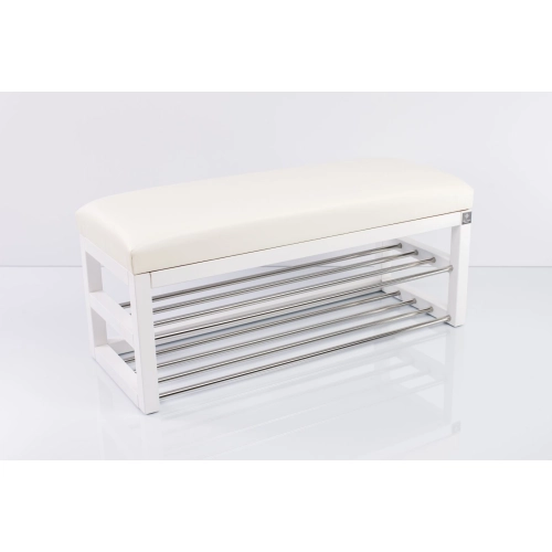 Ławka Pufa Tapicerowana Siedzisko Gładkie Ekoskóra Biały LPG-5 Rozmiary od 50 cm do 200 cm