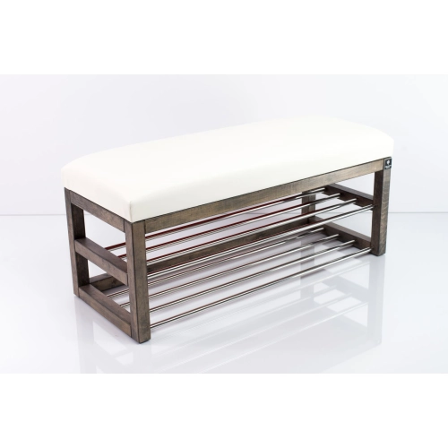 Ławka Pufa Tapicerowana Siedzisko Gładkie Ekoskóra Biały LPG-5 Rozmiary od 50 cm do 200 cm