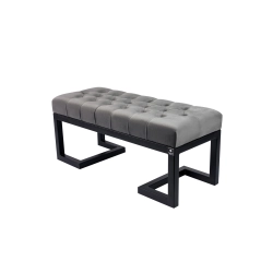 Ławka Pufa Pikowana Szary Guzik Tapicerski LPM-1 Rozmiary od 50 cm do 200 cm