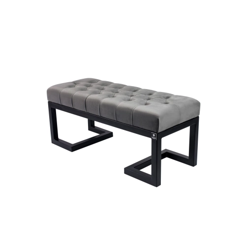 Ławka Pufa Pikowana Szary Guzik Tapicerski LPM-1 Rozmiary od 50 cm do 200 cm