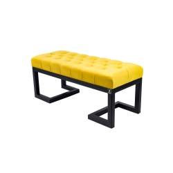 Ławka Pufa Pikowana Cytrynowa Żółcień Guzik Tapicerski LPM-1 Rozmiary od 50 cm do 200 cm
