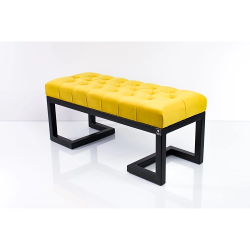 Ławka Pufa Pikowana Cytrynowa Żółcień Guzik Tapicerski LPM-1 Rozmiary od 50 cm do 200 cm