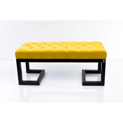 Ławka Pufa Pikowana Cytrynowa Żółcień Guzik Tapicerski LPM-1 Rozmiary od 50 cm do 200 cm
