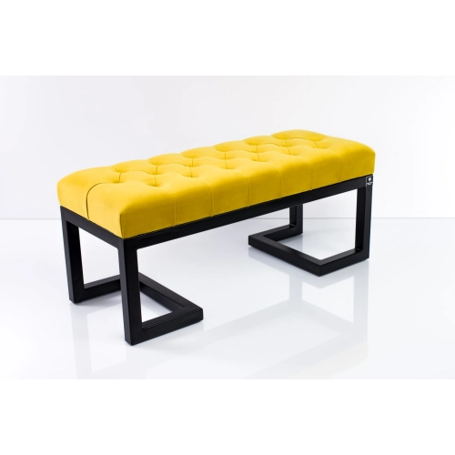 Ławka Pufa Pikowana Cytrynowa Żółcień Guzik Tapicerski LPM-1 Rozmiary od 50 cm do 200 cm