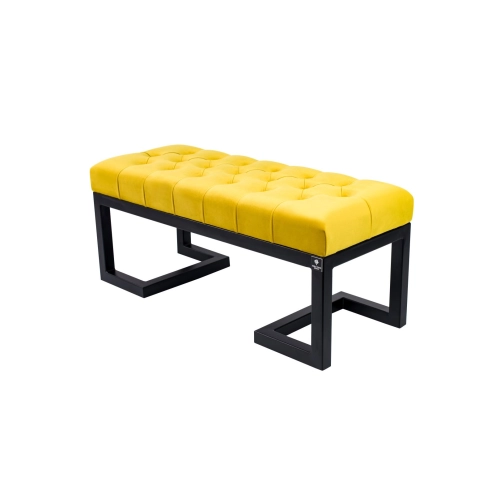 Ławka Pufa Pikowana Cytrynowa Żółcień Guzik Tapicerski LPM-1 Rozmiary od 50 cm do 200 cm